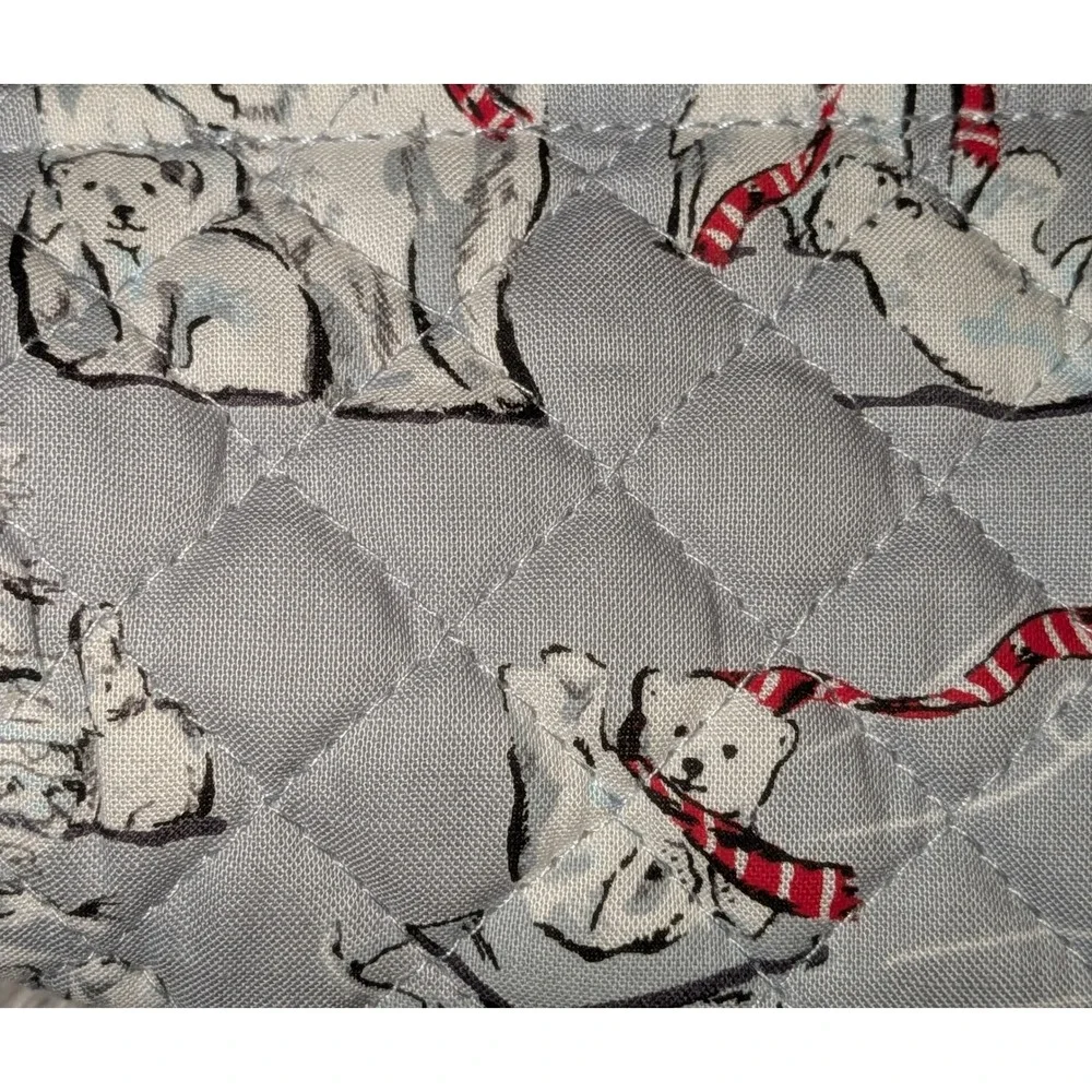Vera Bradley Polar Bear Quilted Cotton Cosmetic Bag Blue Gray Winter Pouch 8